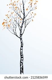 Tall romantic outdoor wintertime copse shape evening sky scenic view light paper text space. linear dark ink pen hand drawn wooden scene picture logo border frame banner design artistic retro style