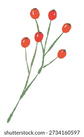 Tall Rose Hip Stem Vector