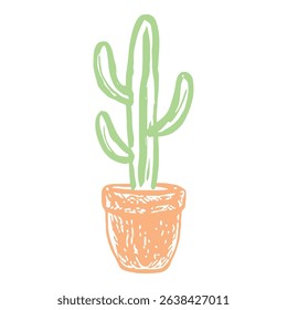 A tall saguaro cactus drawing, featuring minimalist lines and clean design, perfect for modern decor or nature-inspired projects.