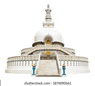 Tall Shanti Stupa near Leh isolated on white background vector illustration