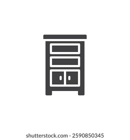 A tall shelf with drawers vector icon. filled flat sign for mobile concept and web design. Bookshelf glyph icon. Symbol, logo illustration. Vector graphics
