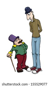 tall and short man, cartoon characters, vector illustration
