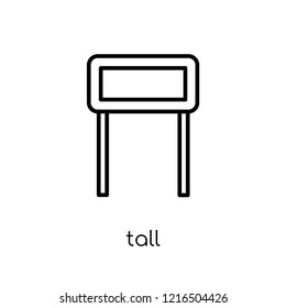 Tall sign icon. Trendy modern flat linear vector Tall sign icon on white background from thin line traffic sign collection, editable outline stroke vector illustration