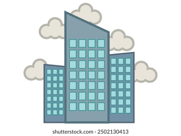 Tall skyscrapers with clouds in a city