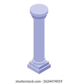 Tall, slender column with a simple capital and a square base, representing classical architecture