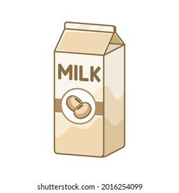 Tall soy milk carton clipart element. Cute simple flat vector illustration design. Soybean flavor dairy drink print, sign, symbol.