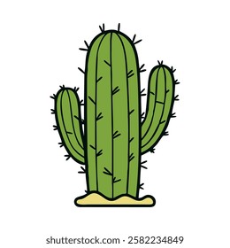 Tall spiky cactus desert illustration isolated vector