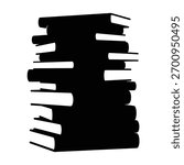 Tall stack of education books silhouette for learning concepts