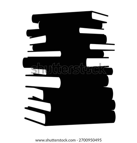 Tall stack of education books silhouette for learning concepts
