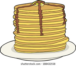 Tall Stack Of Flapjacks With Melted Butter And Syrup