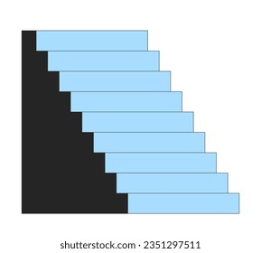 Tall stairs decor element flat line color isolated vector object. Editable clip art image on white background. Simple outline cartoon spot illustration for web design