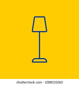 Tall stand lamp blue line icon on yellow background