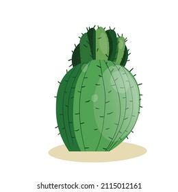 Tall succulent cactus with thorns isolated element. Vector drawing illustration for icon, game, packaging, banner. Wild west, western, cowboy concept.