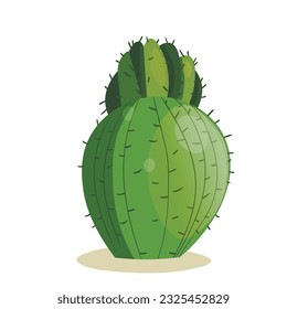 Tall succulent cactus with thorns isolated element. Vector drawing illustration for icon, game, packaging, banner. Wild west, western, cowboy concept.