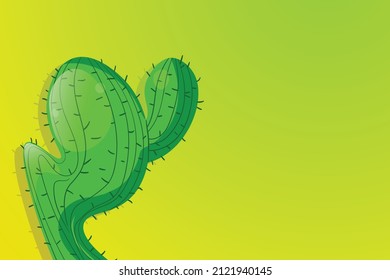 Tall succulent cactuses with thorns on color background. Vector drawing set illustration for icon, game, packaging, banner. Wild west, western, cowboy concept. Copy spase.