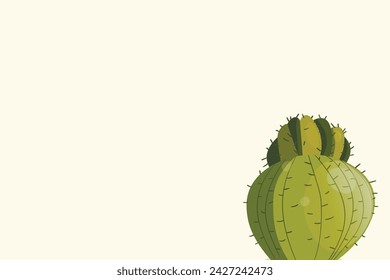 Tall succulent cactuses with thorns on color background. Vector drawing set illustration for icon, game, packaging, banner. Wild west, western, cowboy concept. Copy spase.