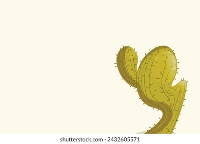 Tall succulent cactuses with thorns on color background. Vector drawing set illustration for icon, game, packaging, banner. Wild west, western, cowboy concept. Copy spase.