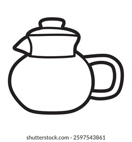 tall teapot simple black and white drawing