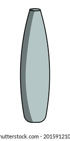 Tall Thin Blue Ceramic Vase Vector Illustration.