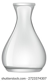 A tall, thin, clear vase sits on a white background