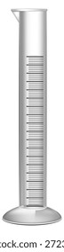 A tall, thin, white measuring cylinder with a white handle