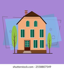 Tall three storey house vector illustration. Town, rent, home. Suburban houses concept. Vector can be used for topics like architecture, construction, building