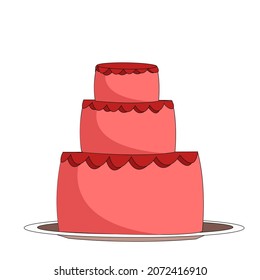 Tall Three-tiered Delicious, Strawberry Cake