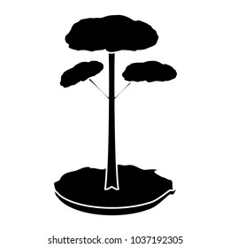 tall tree icon over white background, vector illustration
