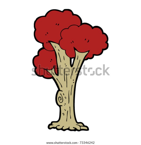 Tall Tree Red Leaves Cartoon Stock Vector Royalty Free