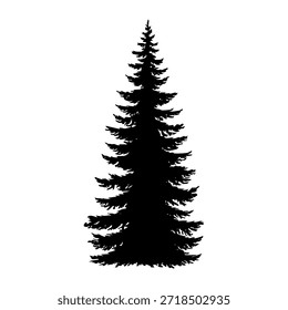 Tall tree silhouette against plain background