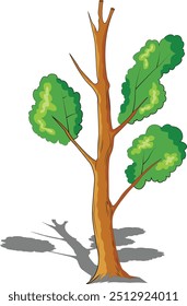 Tall Tree Vector Cartoon Illustration