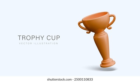 Tall trophy cup. Metal award, reward, prize. Realistic illustration for announcing victory