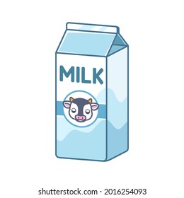 Tall Vanilla Cow's Milk Carton Clipart Element. Cute Simple Flat Vector Illustration Design. 
Vanilla Flavor Dairy Drink Print, Sign, Symbol.