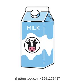 Tall vanilla milk carton clipart. Cute flat vector illustration of vanilla-flavored dairy drink. Ideal for prints, signs, and symbols. Simple and charming design.