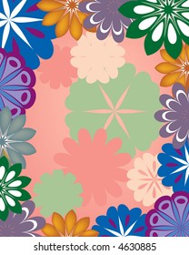 Tall, vector, flower power background with both modern and retro appeal.