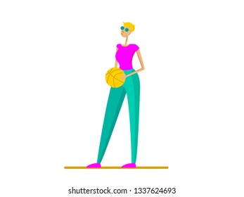 Tall vector girl with ball