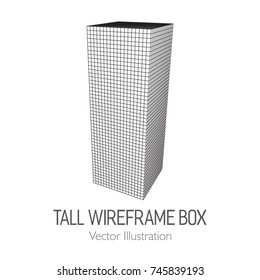 Tall vertical rectangle box. Retail wireframe poly mesh vector illustration concept