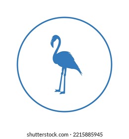 Tall wading flamingo bird icon | Circle version icon |
