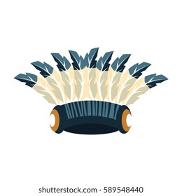 Tall War Bonnet With Feathers, Native American Indian Culture Symbol, Ethnic Object From North America Isolated Icon