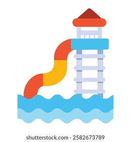 A tall water slide tower used for fun at a water park