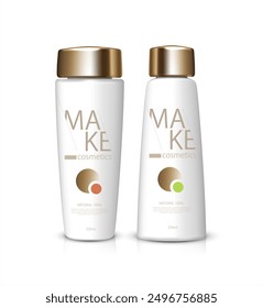 Tall white bottles for care products. Vector illustration
