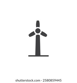 A tall wind turbine vector icon. filled flat sign for mobile concept and web design. Wind Turbine glyph icon. Symbol, logo illustration. Vector graphics