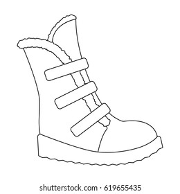 Tall winter boots made of wool with velcro. Shoes for explorers. Different shoes single icon in outline style vector symbol stock illustration.