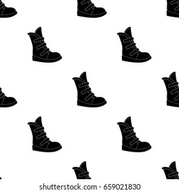 Tall winter boots made of wool with Velcro. Shoes for explorers.Different shoes single icon in black pattern vector symbol stock illustration.