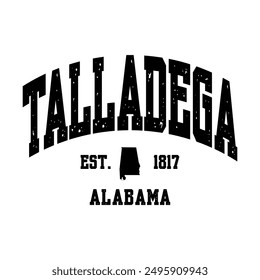 Talladega text effect vector. Editable college t-shirt design printable text effect vector