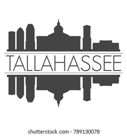 Tallahassee Capital Florida USA USA Skyline Silhouette Design City Vector Art Famous Buildings