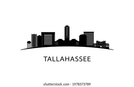 Tallahassee city Florida skyline. Black cityscape isolated on white background. Vector banner.