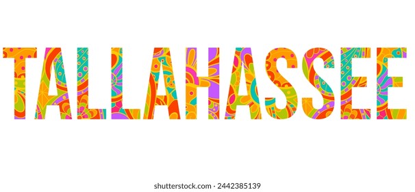 Tallahassee doodle pattern name. Use for t-shirt print,travel blogs, festivals,city events,headline, card, logo, typography design, posters