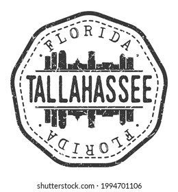 Tallahassee, FL, USA Stamp Skyline Postmark. Silhouette Postal Passport. City Round Vector Icon. Vintage Postage Design.