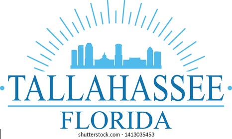 Tallahassee Florida. Banner Design. City Skyline. Silhouette Vector. Famous Monuments.